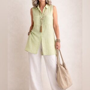 Chicos Linen Sleeveless Tunic Size 2 Large/12